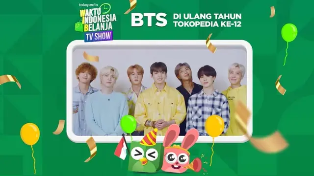BTS akan tampil di WIB TV Show Spesial Ulang Tahun Tokopedia ke-12.