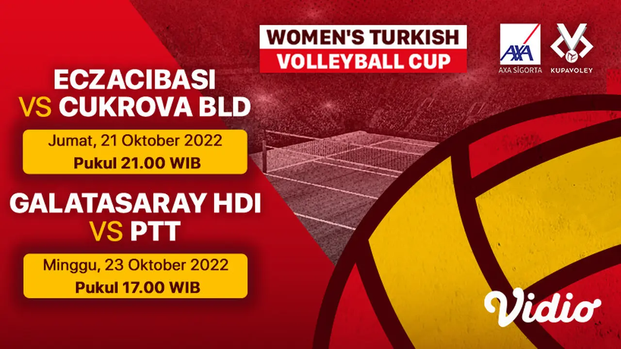 Link Live Streaming Liga Voli Turki Putri 2022/23 Galatasaray Vs PTT di Vidio, Minggu, 23 Oktober