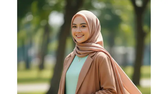 Model Gamis Polos Cutting A-Line dengan Blazer Loose Fit