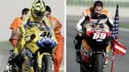 Rivalitas Nicky Hayden dengan Valentino Rossi pada balapan MotoGP di Sirkuit Ricardo Tormo Race, GP Valencia, 2006. (AP Photo/Fernando Bustamante)