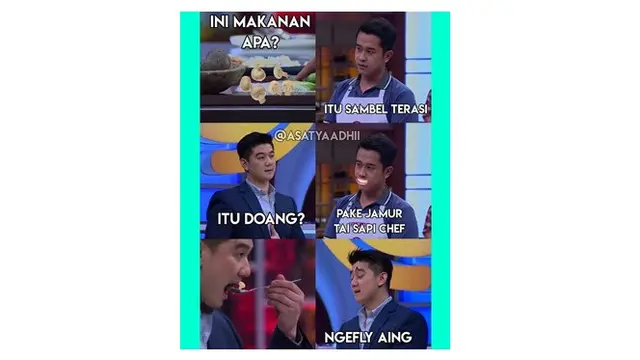 Meme Lucu Chef Arnold saat Menilai Masakan peserta MasterChef ini Bikin Ketawa
