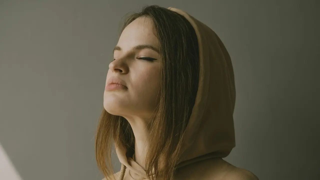 Woman wearing hoodie