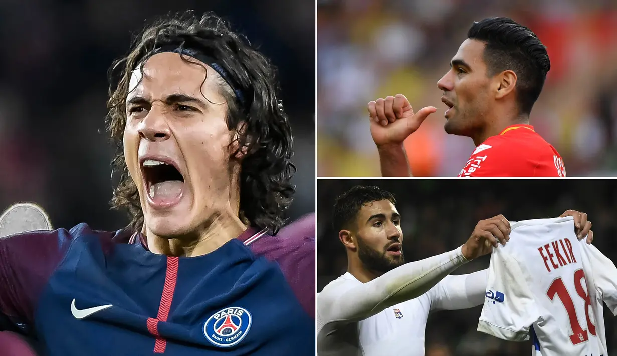 Berikut ini klasemen top scorer Ligue 1 Prancis musim 2017/2018 hingga pekan ke-13, Edinson Cavani teratas. (Kolase foto-foto dari AFP)