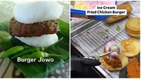 Potret Burger Isian Bukan Daging Nyeleneh. (Sumber: 1cak.com dan X/@onecak)