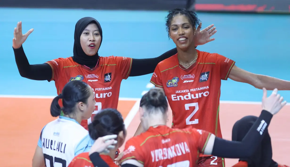 Kehadiran Megawati Hangestri yang dipadukan dengan kualitas pemain kelas dunia seperti Voronkova dan Wilmai Salas terbukti menjadi formula mematikan bagi lawan-lawan mereka. (Dok. PBVSI)
