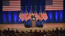 Presiden AS, Donald Trump berpidato  tentang Strategi Keamanan Nasional di Gedung Ronald Reagan dan Pusat Perdagangan Internasional di Washington, DC, (18/12). (AFP Photo/Mandel Ngan)