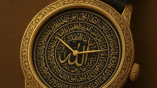 Jam Tangan Islami dengan Aksen Emas (ChatGPT AI)