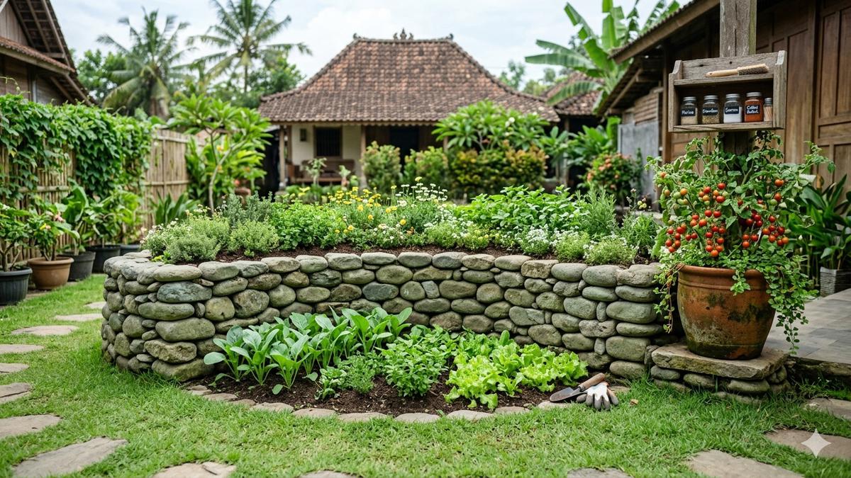 8 Inspirasi Desain Edible Garden Gaya Rustic di Halaman Belakang Rumah Desa: Asri dan Produktif