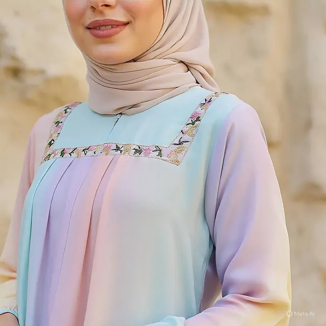 Tunik dengan Aksen Collar Square