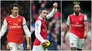 Foto kolase pemain Arsenal, Cesc Fabregas (kiri), Robin Van Persie (tengah), dan Thierry Henry saat ditugaskan menjadi kapten. (AFP)