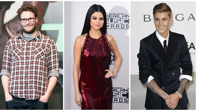 Seth Rogen, Selena Gomez, dan Justin Bieber