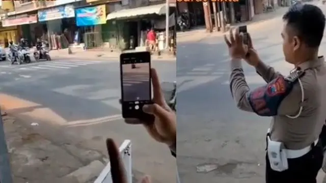 Polisi foto pelanggar (TikTok/@steaksajalah)