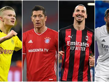 Para pesepak bola tampil maksimal dan memukau selama periode tahun 2020 meski ditengah pandemi COVID-19. Persaingan menjadi yang terbaik di lapangan tetap mereka tampilkan meski dalam kondisi yang sulit. Berikut 6 pemain sepak bola terbaik tahun 2020 versi bola.com (kolase foto AFP)