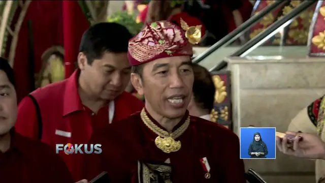 Hadiri kongres ke-5 PDIP, Jokowi menyatakan jumlah kabinet menteri di periode keduanya tetap 34 orang.