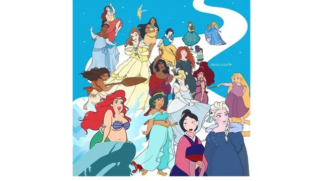 7 Ilustrasi Karakter Disney Jadi Model Plus Size Ini Tetap Memesona