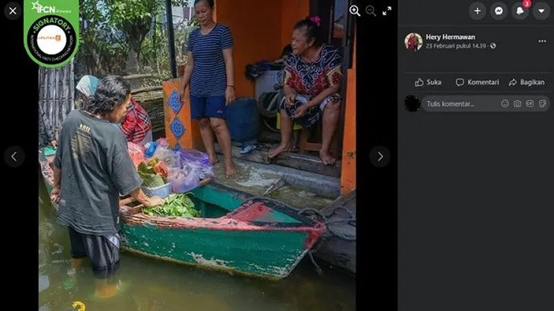 Gambar Tangkapan Layar Klaim Banjir di Pekalongan Tidak Diliput Media TV (sumber: Facebook)