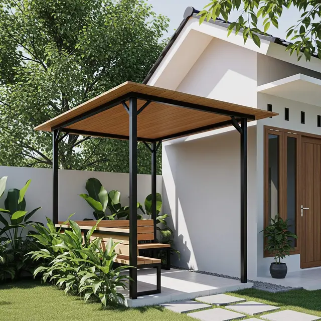 Inspirasi Gazebo Mungil di Samping Rumah Minimalis
