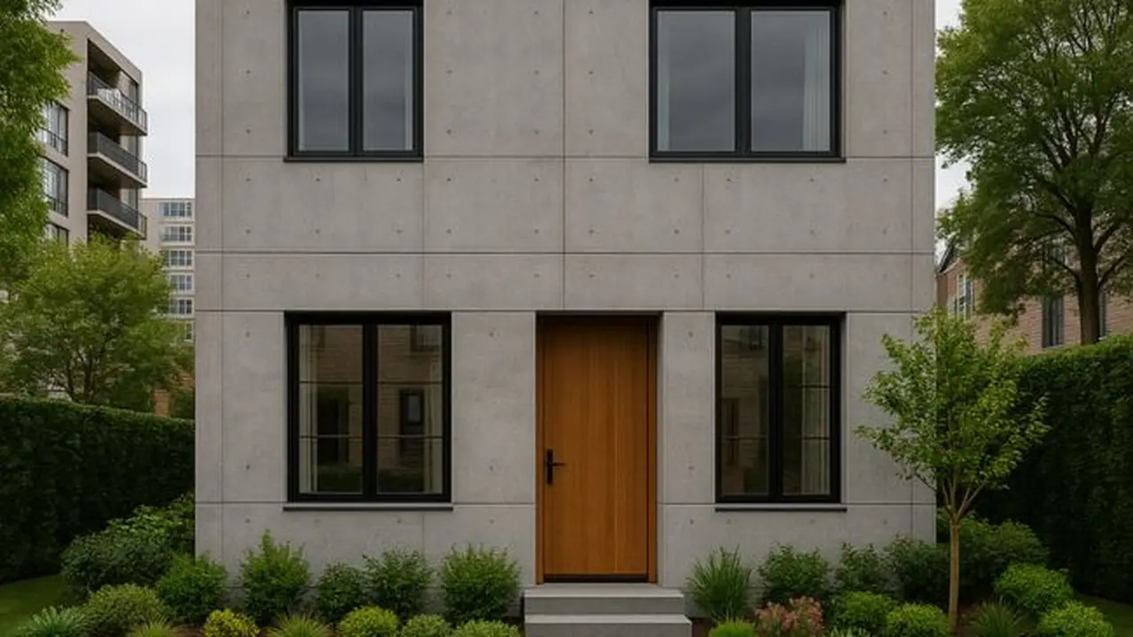 Ilustrasi Rumah Beton (Sumber Gambar: AI)