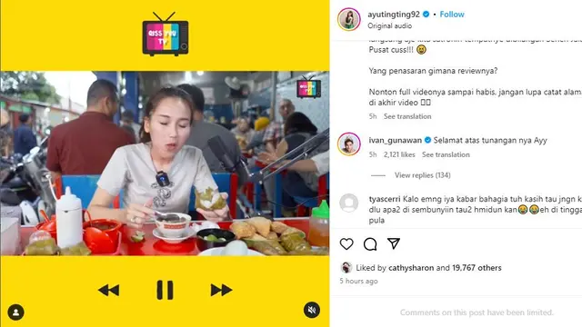 Ivan Gunawan berikan ucapan selamat bertunangan kepada Ayu Ting Ting melalui instagram (https://www.instagram.com/p/C2_-5WgB2jH/)