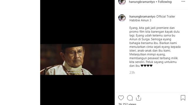 BJ Habibie (Foto: Instagram/@hanungbramantyo)