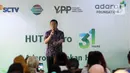 Presdir PT Adaro Energy Indonesia Tbk Garibaldi Thohir saat memberikan sambutan dalam rangka kegiatan penyerahan sembako, Jakarta, Rabu (4/10/2023). PT Adaro Energi Tbk bersama Yayasan Pundi Amal Peduli Kasih (YPP) SCTV dan Indosiar menggelar kegiatan penyerahan sembako dalam rangka Hari Ulang Tahun (HUT) Adaro ke-31 dengan tema “Adaro Hidupkan Hati”. (Liputan6.com/Angga Yuniar)