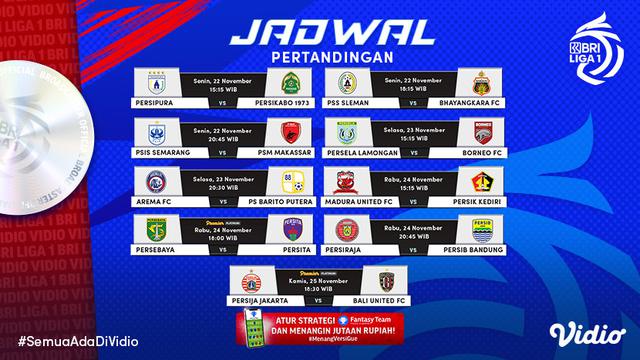 Jadwal dan Link Streaming BRI Liga 1 2021/2022 Pekan Ke-13 di Vidio