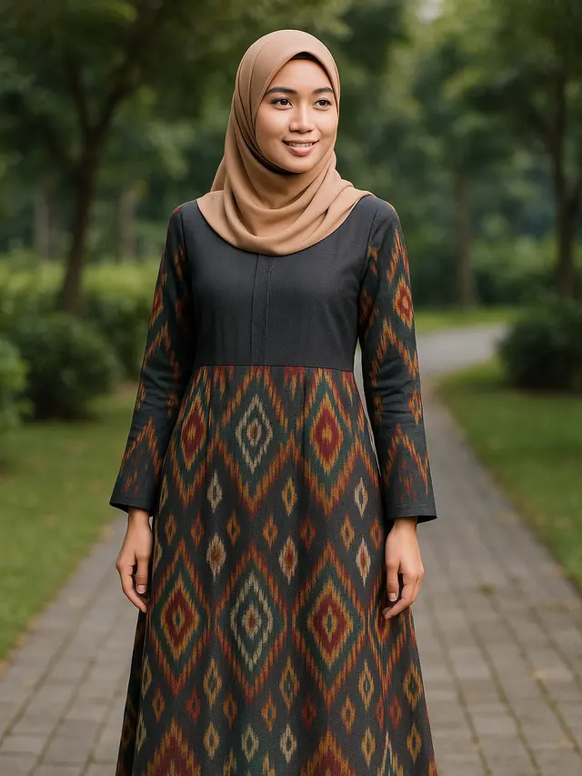10 Model Gamis Motif Etnik atau Tradisional, Elegan dan Tetap Kekinian