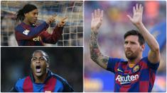 Barcelona tercatat memiliki penyerang-penyerang hebat di lapangan hijau. Diantaranya adalah Lionel Messi, pemain asal Argentina ini banyak memberikan beragam trofi juara untuk Barcelona. Berikut Lionel Messi dan 5 penyerang legendaris Barcelona. (kolase foto AFP)