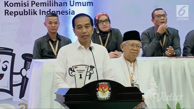 Jokowi-Ma'ruf mendapat nomor urut 1 untuk Pilpres 2019. Pada sambutannya, Jokowi ingin Pilpres 2019 ini sebagai ajang unjuk gagasan, program, dan prestasi.
