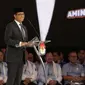 Calon Presiden nomor urut 1 Anies Baswedan saat mengikuti Debat Kelima Pilpres 2024 di Jakarta Convention Center (JCC), Jakarta, Minggu (4/2/2024). (Liputan6.com/Angga Yuniar)