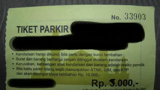 Tarif denda karis parkir hilang (Ist)