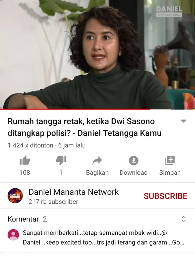Unggahan Daniel Mananta. (Foto: YouTube Daniel Mananta Network)