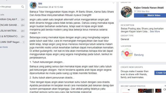 [Cek Fakta] Gunakan Kipas Angin Saat Tidur Berbahaya hingga Bisa Sebabkan Kematian, Fakta atau Hoaks?