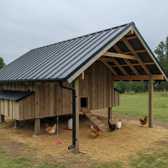 Desain Kandang Ayam agar Tidak Becek saat Hujan (Image by Gemini AI)