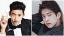 Taecyeon 2PM dan Jinyoung GOT7 terlihat mempunyai wajah yang mirip. Selain itu, mereka juga sama-sama idol jebolan JYP Entertainment. (Foto: Bintang Pictures)