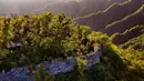 Foto dari udara pada 29 Juni 2020 menunjukkan pemandangan peninggalan kompleks desa kuno di Minzhu, sebuah kota di Wilayah Langao, Provinsi Shaanxi, China. Terletak di daerah pegunungan di Gunung Bashan, peninggalan kompleks desa tersebut berasal dari masa Dinasti Ming (1368-1644). (Xinhua/Tao Ming)