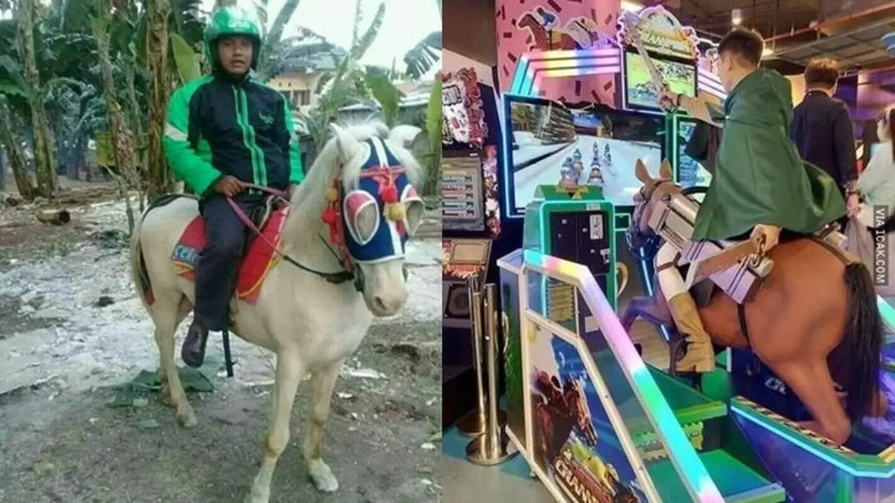 6 Potret Orang Naik Kuda Ini Anti-mainstream Banget, Curi Perhatian