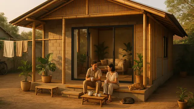 Rumah Sederhana dari Bambu dan Batako