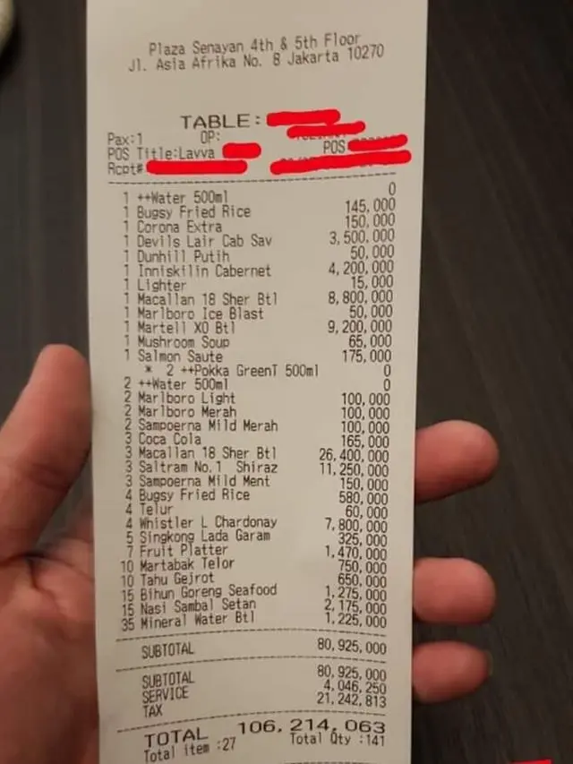 Makan di Restoran sampai Rp100 Juta, Harga Singkong dan Nasi Sambal Setan Disorot
