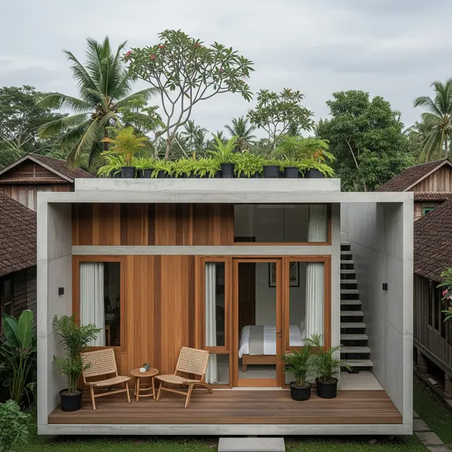 Rumah di desa 5x6 meter  Rumah Kubus Modern (Gemini AI)