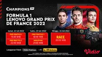 Link Live Streaming F1 GP Prancis 2022 di Vidio Pekan Ini, 22-24 Juli 2022. (Sumber : dok. vidio.com)