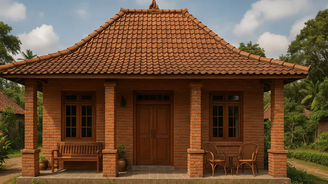 Rumah dengan Bata Tempel/ Ilustrasi gambar oleh AI