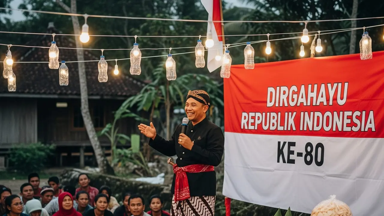 Ilustrasi acara tirakatan peringatan HUT RI 80