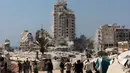 Sebelumnya, militer Israel mengumumkan akan menargetkan gedung-gedung tinggi yang diidentifikasi digunakan oleh Hamas sebelum pasukannya merencanakan penaklukan pusat perkotaan tersebut. (Omar AL-QATTAA/AFP)