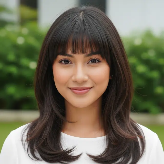 Model Rambut Wanita Atas Pendek Bawah Panjang (Image by Gemini AI)