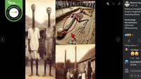Gambar tangkapan layar&nbsp;foto yang diklaim sebagai penemuan tengkorak raksasa berleher panjang di Hutan Amazon. (sumber: Facebook)