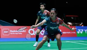 Pebulu tangkis ganda putri Indonesia&nbsp;Lanny Tria Mayasari/Siti Fadia Silva Ramadhanti kalah dari unggulan pertama asal China&nbsp;Liu Sheng Shu/Tan Ning di perempat final Japan Open 2025.&nbsp;Lanny/Fadia&nbsp;kalah rubber game 21-10, 17-21, dan 16-21 di Tokyo Metropolitan Gymnasium, Jumat (19/7). (foto: PBSI)