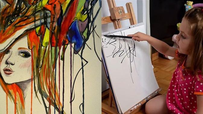 Mama Kreatif Mengubah Gambar  Anaknya Menjadi Lukisan 