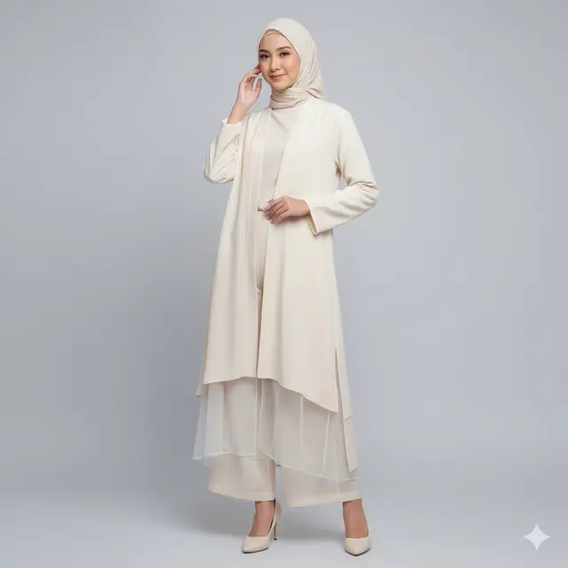 Inspirasi Gamis Tunik Kombinasi Celana Kulot Terbaru. Gemini