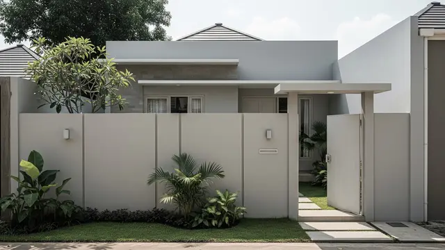 Pagar Beton Polos dengan Warna Netral